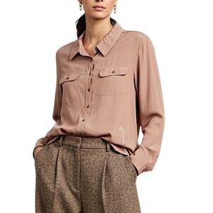 Cream Denmark minimalist Scandi salmon pink long sleeve blouse EU 38